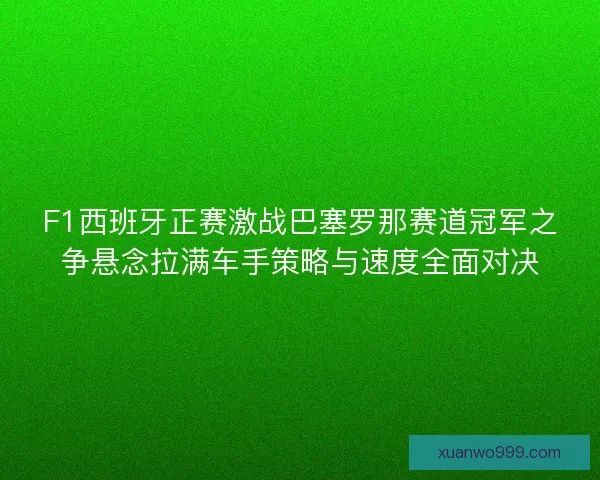 F1西班牙正赛激战巴塞罗那赛道冠军之争悬念拉满车手策略与速度全面对决