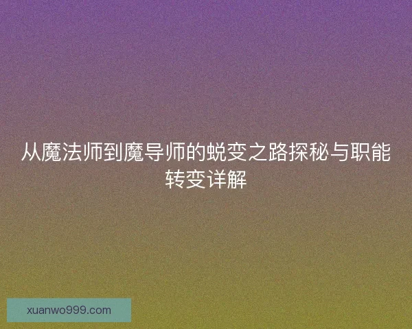 从魔法师到魔导师的蜕变之路探秘与职能转变详解