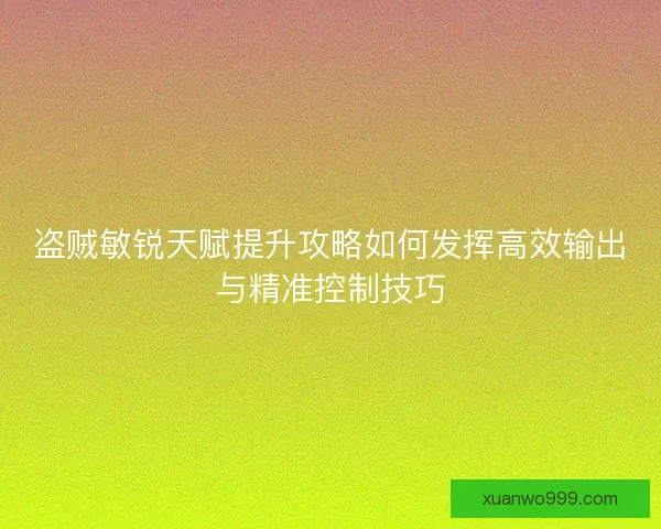 盗贼敏锐天赋提升攻略如何发挥高效输出与精准控制技巧