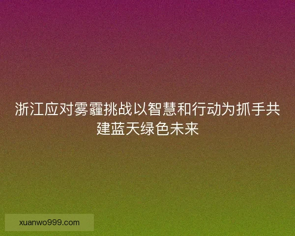 浙江应对雾霾挑战以智慧和行动为抓手共建蓝天绿色未来