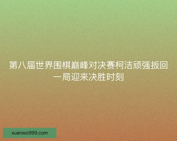 第八届世界围棋巅峰对决赛柯洁顽强扳回一局迎来决胜时刻