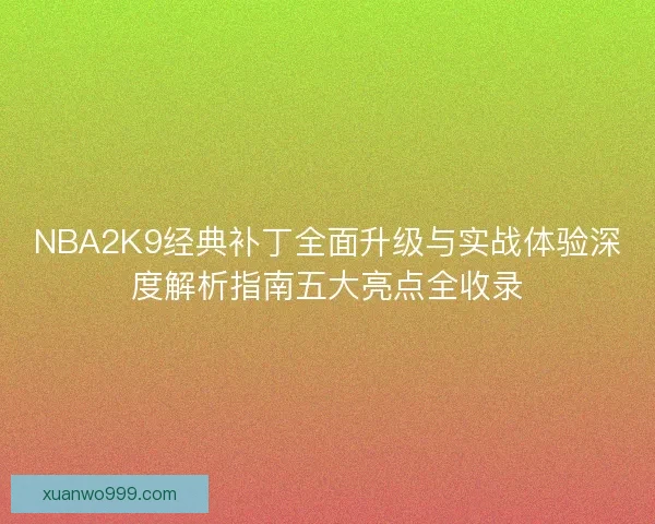 NBA2K9经典补丁全面升级与实战体验深度解析指南五大亮点全收录